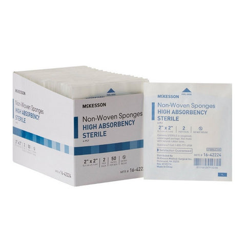 McKesson, NonWoven Sponge McKesson Polyester / Rayon 4-Ply 2 X 2 Inch Square Sterile, Case Of 30