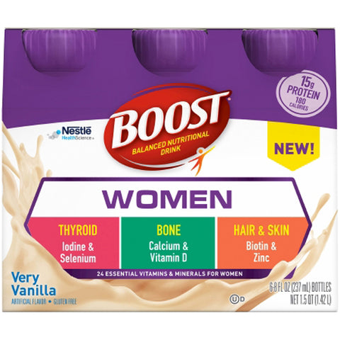Nestle Healthcare Nutrition, Boost Balanced Nutritional Drink for Women, Case Of 4