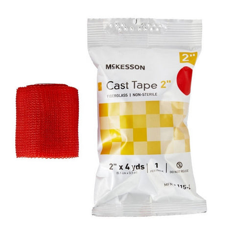 McKesson, Cast Tape 2 Inch X 12 Foot Fiberglass Red 115-2R, Box Of 10
