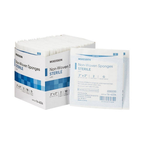 McKesson, NonWoven Sponge McKesson Polyester / Rayon 4-Ply 2 X 2 Inch Square Sterile, Box Of 50