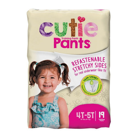 First Quality, Female Toddler Training Pants Cutie Pants Pull On with Tear Away Seams 4T to 5T Disposable Heavy Abs, Count of 19
