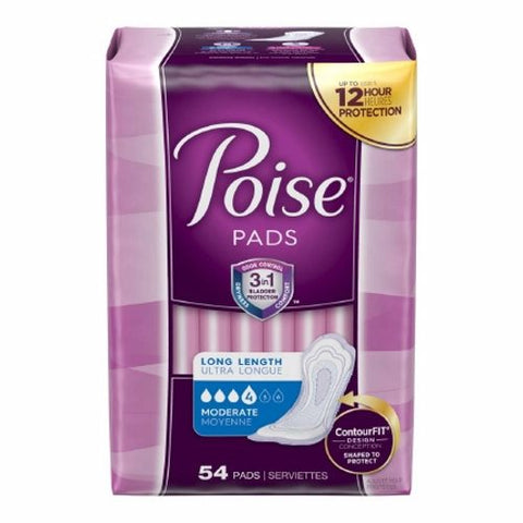Poise, Bladder Control Pad Poise  12.20 Inch Length Moderate Absorbency Absorb-Loc  Core One Size Fits Most, Case Of 2