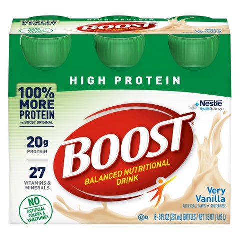 Nestle Healthcare Nutrition, Oral Supplement Boost  High Protein Very Vanilla Flavor 8 oz. Container Bottle Ready to Use, Count of 24