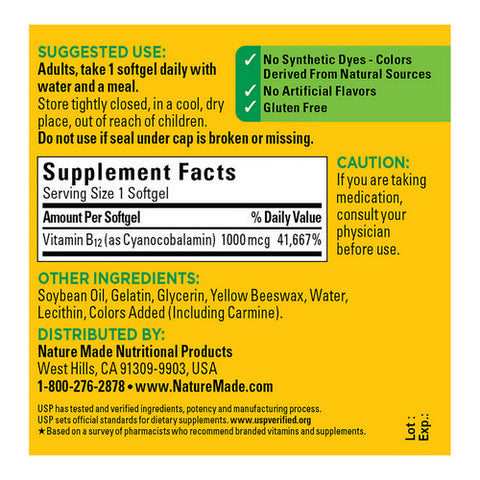 Nature Made, Vitamin B-12, 1000Mcg, 90 count