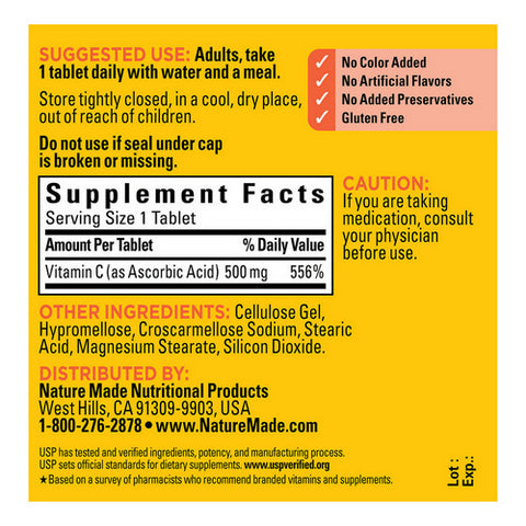 Nature Made, Vitamin C, 500mg, 100 Caplets