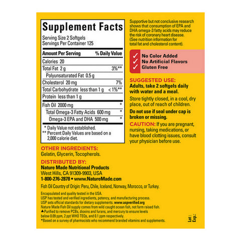 Nature Made, Fish Oil, 1000 mg, 250 Liquid Softgels