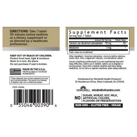 Windmill, Melatonin, 3mg, 100 Tabs