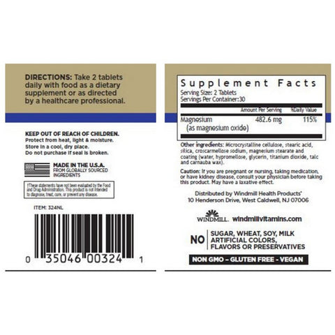 Windmill Health, Magnesium Oxide, 400 mg, 60 Caps