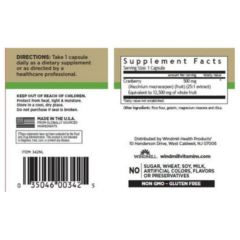 Windmill Health, Super Concentrated Cranberry, 500 mg, 30 Caps