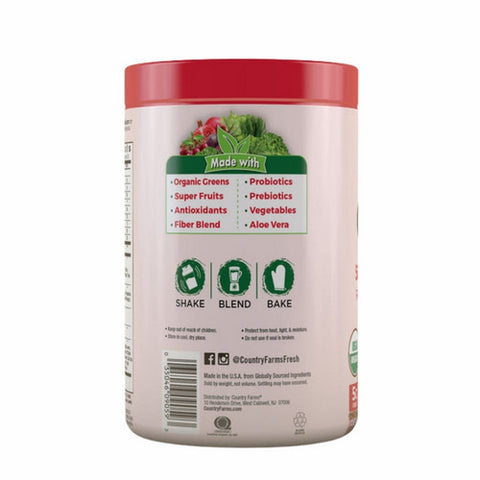 Country Farms, Super Green Drink Mix Berry, 10.6 Oz