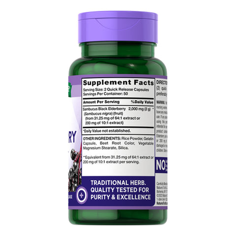 Nature's Truth, Sambucus Black Elderberry Quick Release, 2000 mg, 100 Caps