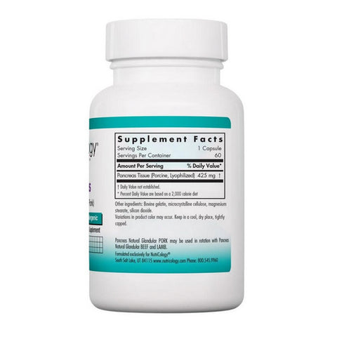 Nutricology/ Allergy Research Group, Pancreas Natural Glandular - Pork, 60 Caps
