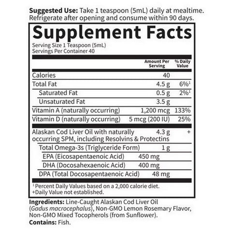 Garden of Life, Dr. Formulated Alaskan Cod Liver Oil, Lemon, 200 ml