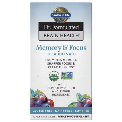 Garden of Life, Dr. Formulated Brain Health Memory & Focus for Adults 40+, 60 Tablets
