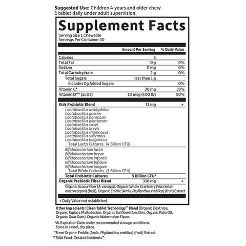 Garden of Life, Dr. Formulated Probiotics Organic Kids + 5 Billion CFU, Watermelon, 30 Chewable Tabs