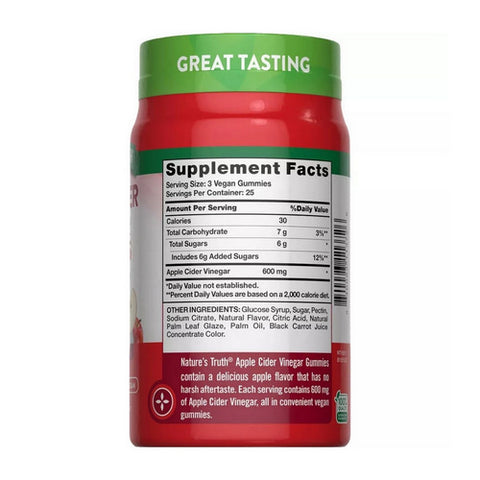 Sundance, Apple Cider Vinegar, 600 mg, Natural Apple Flavor 75 Vegan Gummies
