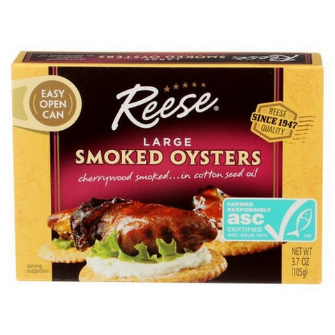 Reese, Large Smoked Oysters, 3.7 Oz(Case Of 10)