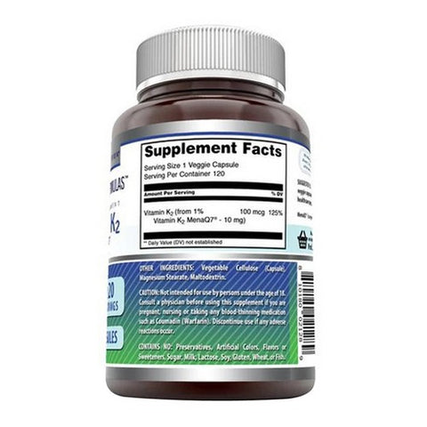 Amazing Nutrition, Amazing Formulas Vitamin K2 Menaq7, 100 mcg, 120 Veg Caps