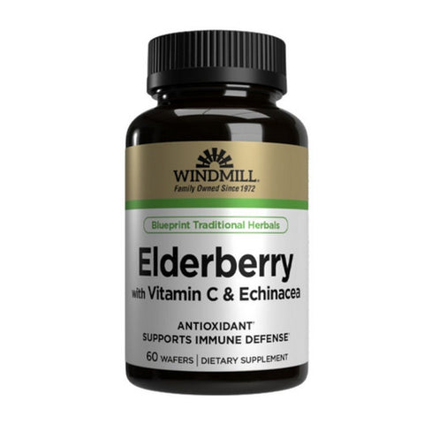 Windmill Health, Elderberry With Vitamin C & Echinacia, 60 Wafers