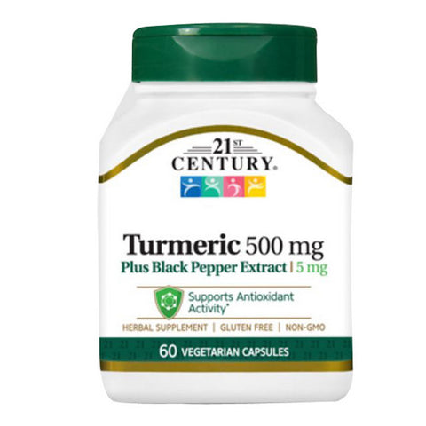 21st Century, Turmeric With Balck Pepper, 500 Mg, 60 Caps