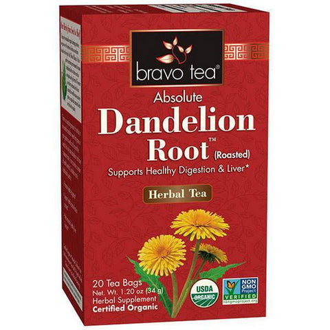 Bravo Tea, Absolute Dandelion Root Roasted Herbal Tea, 20 Bags