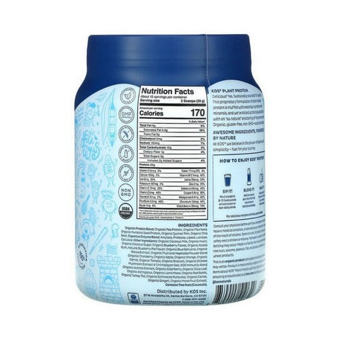 Kos, Organic Plant Protein with Blue Spirulina & Immunity Blend, 20.6 Oz