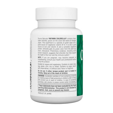 Source Naturals, Chlorella, 200 MG, From Yaeyama 300 Tabs