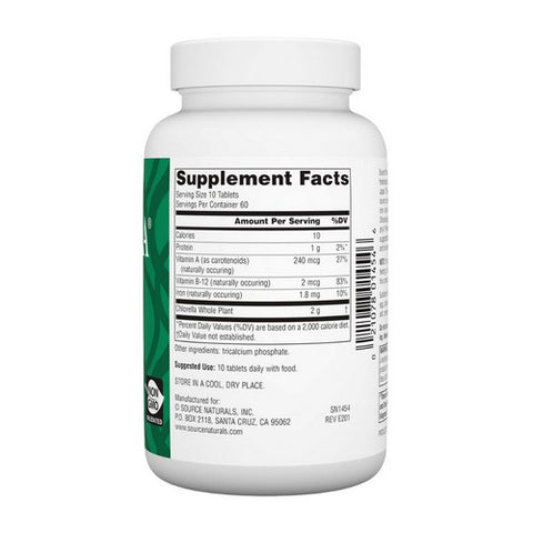 Source Naturals, Chlorella, 200 MG, From Yaeyama 600 Tabs