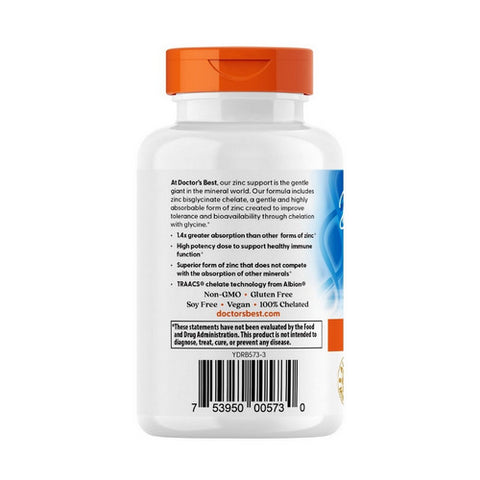 Doctors Best, High Absorption Zinc Bisglycinate, 50 mg, 90 Veg Caps