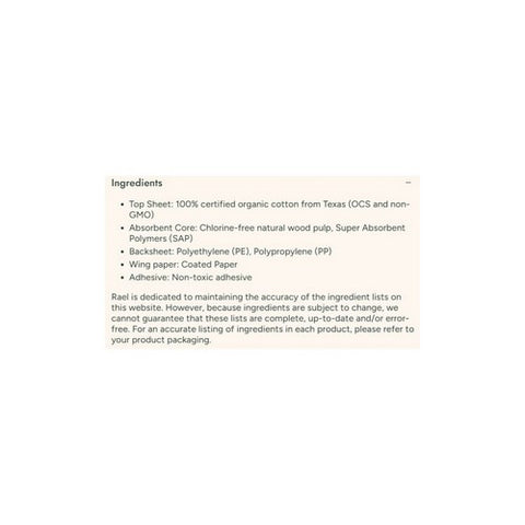 Rael, Organic Cotton Cover Pads Large, 12 Count