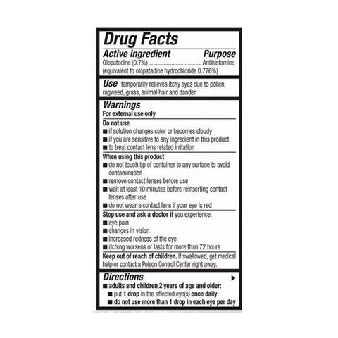 Pataday, Olopatadine Hydrochloride Ophthalmic 0.7% Eye Allergy Itch Relief Solution Once Daily Extra Strength, 2.5 ML