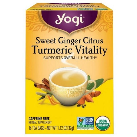 Yogi, Organic Sweet Ginger Vitality Tumeric Tea, 16 Bags (Case of 6)