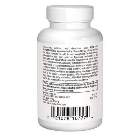 Planetary Herbals, Ksm-66 Ashwagandha Root Extract, 300 mg, 60 Veg Caps
