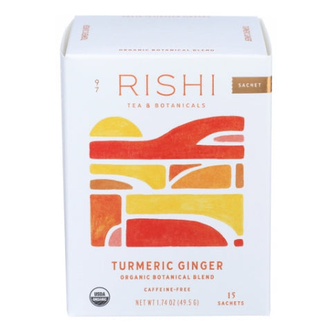 Organic Herbal Tea Turmeric Ginger 15 Count (Case of 6) by Rishi Tea