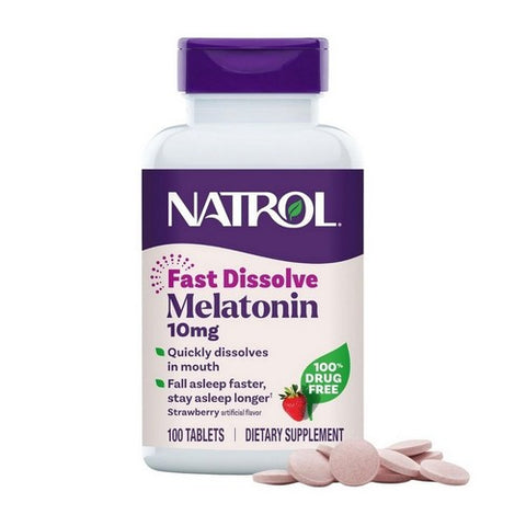 Natrol, Melatonin Fast Dissolve Strawberry, 10 Mg, 100 Tablets