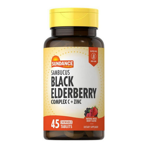 Sundance, Vitamins Sambucus Black Elderberry Chewable, 45 Tabs