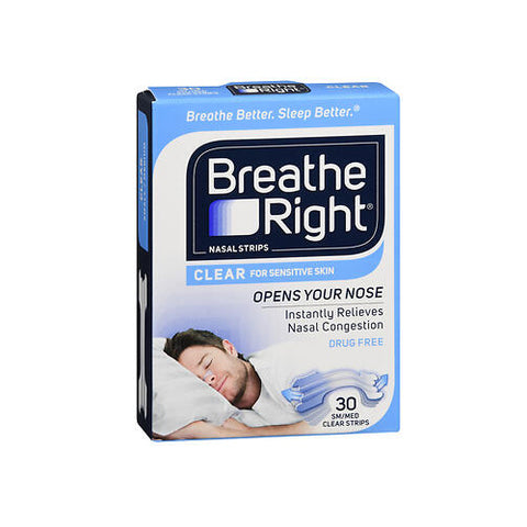 Breathe Right, Nasal Strips Clear Sensitive Skin Small Medium, 30 Count