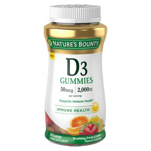 Nature's Bounty, Nature's Bounty Vitamin D3 Gummies Strawberry, Orange & Lemon, 90 Count
