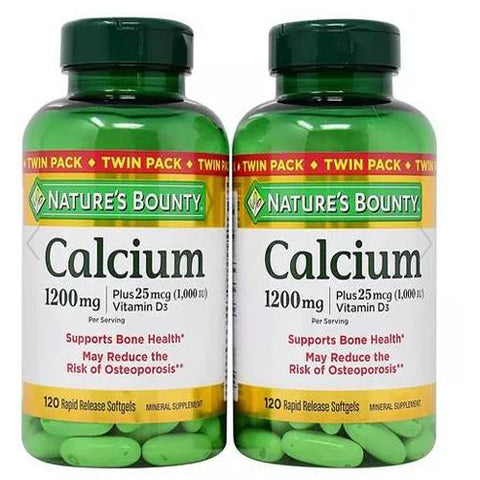 Nature's Bounty, Calcium + Vitamin D Twin Pack, 1200 mg, 120 + 120ct
