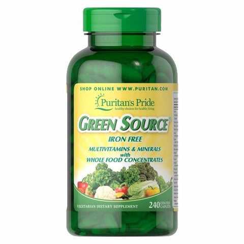 Puritan's Pride, Green Source Iron Free Multivitamin & Minerals, 240 Caplets