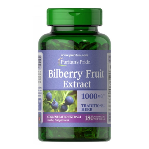Puritan's Pride, Bilberry, 1000 mg, 180 Softgels