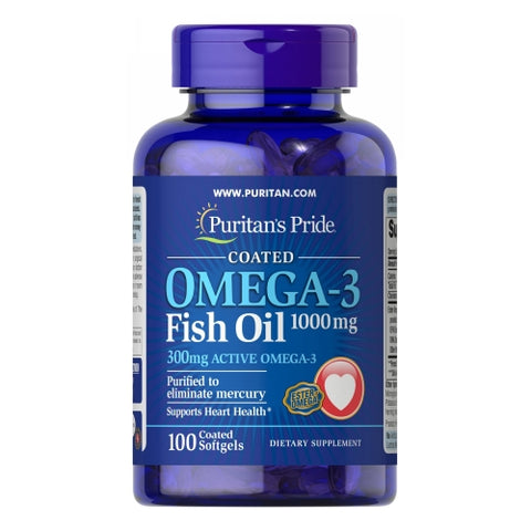 Puritan's Pride, Omega-3 Fish Oil, 1000 mg, 100 Coated Softgels