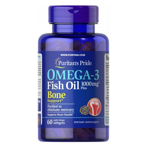 Puritan's Pride, Omega-3 Fish Oil Plus Bone Support, 1000 mg, 60 Softgels