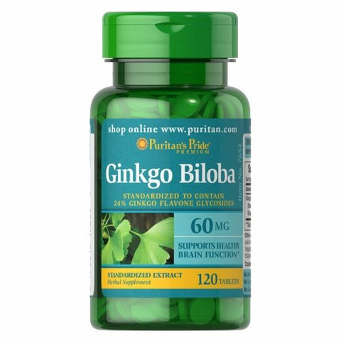 Puritan's Pride, Ginkgo Biloba Standardized Extract, 60 mg, 120 Tablets