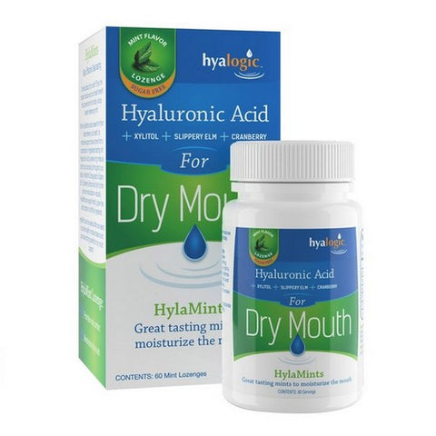 Hyalogic, Hyaluronic Acid for Dry Mouth Mint Flavor, 60 Lozenges