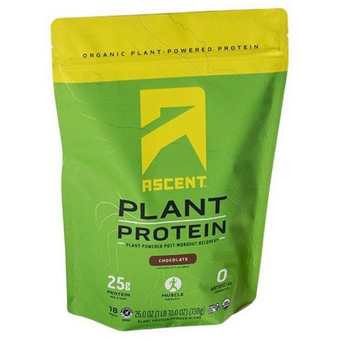 Ascent, Organic Chocolate Plant Protein Powder, 26 Oz