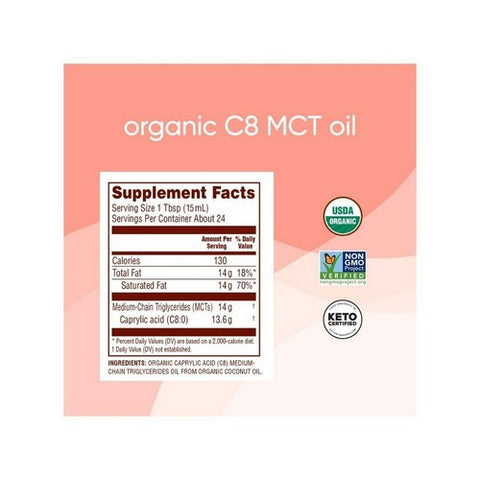 Nutiva, Organic C8 MCT Oil, 12 Oz