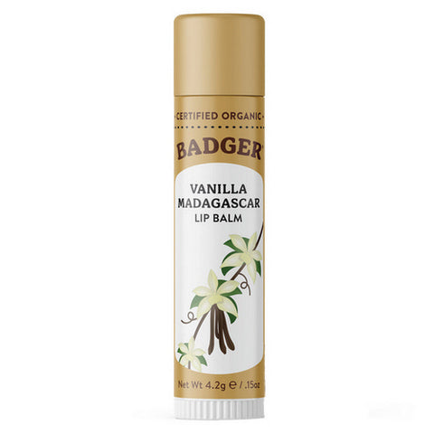 Badger Balm, Vanilla Madagascar Lip Balm Stick, .15 Oz