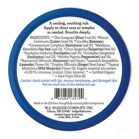 Badger Balm, Aromatic Chest Rub Tin, .75 Oz