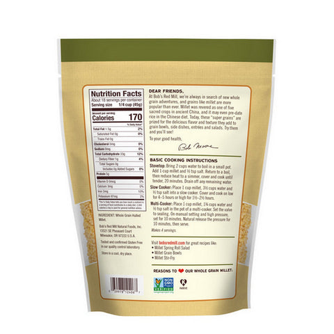 Bobs Red Mill, Millet Mill Hulled, 28 Oz